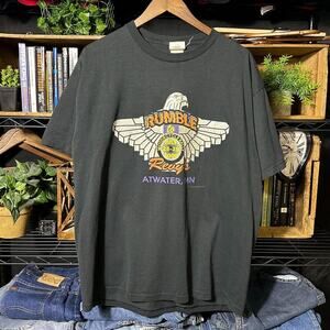 Vintage Y2K Faded Black Wings Tribal Biker Tee Mens XL Faded Black 2000s Shirt